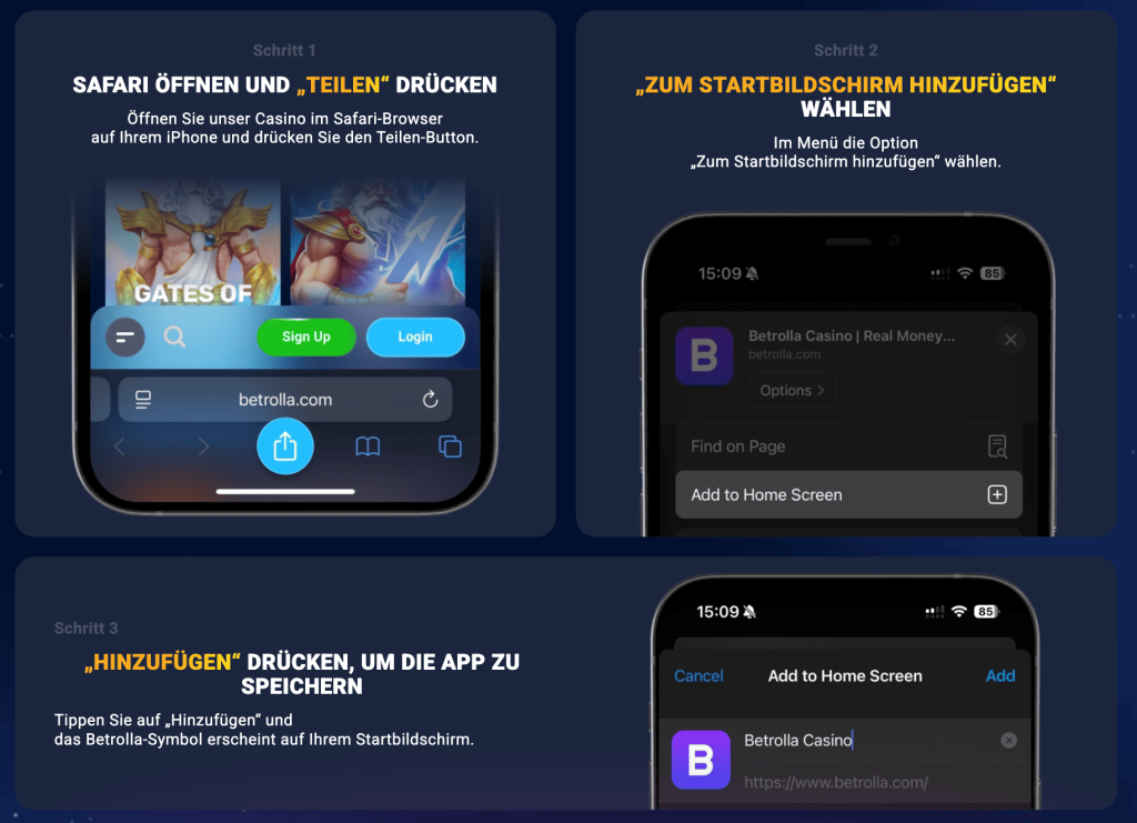 Betrolla App Shortcuts